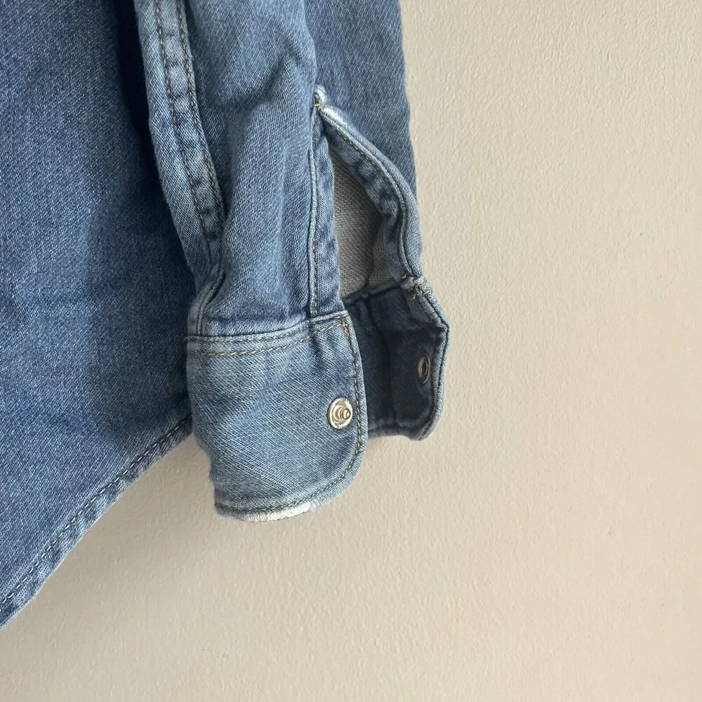Gap Kids 1969 Boys Knit Denim Western Shirt – Medium Indigo